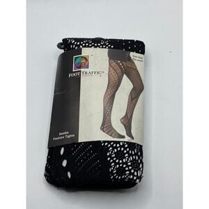 FOOT TRAFFIC Women's Black Mesh Cutout Stretch Pull-On Samba Fashion Tights SZOS
